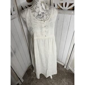 Vintage White Prairie Country Peasant Style Dress Button Top Sleeveless Small